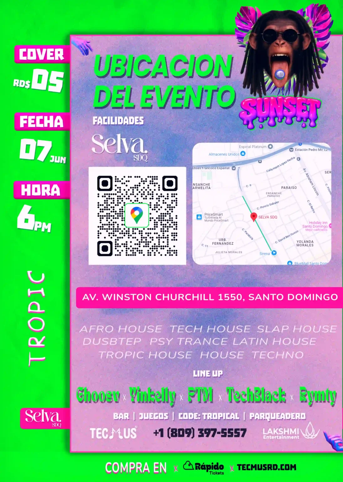 Ubicacion del evento Tropic Sunset Tecmusrd