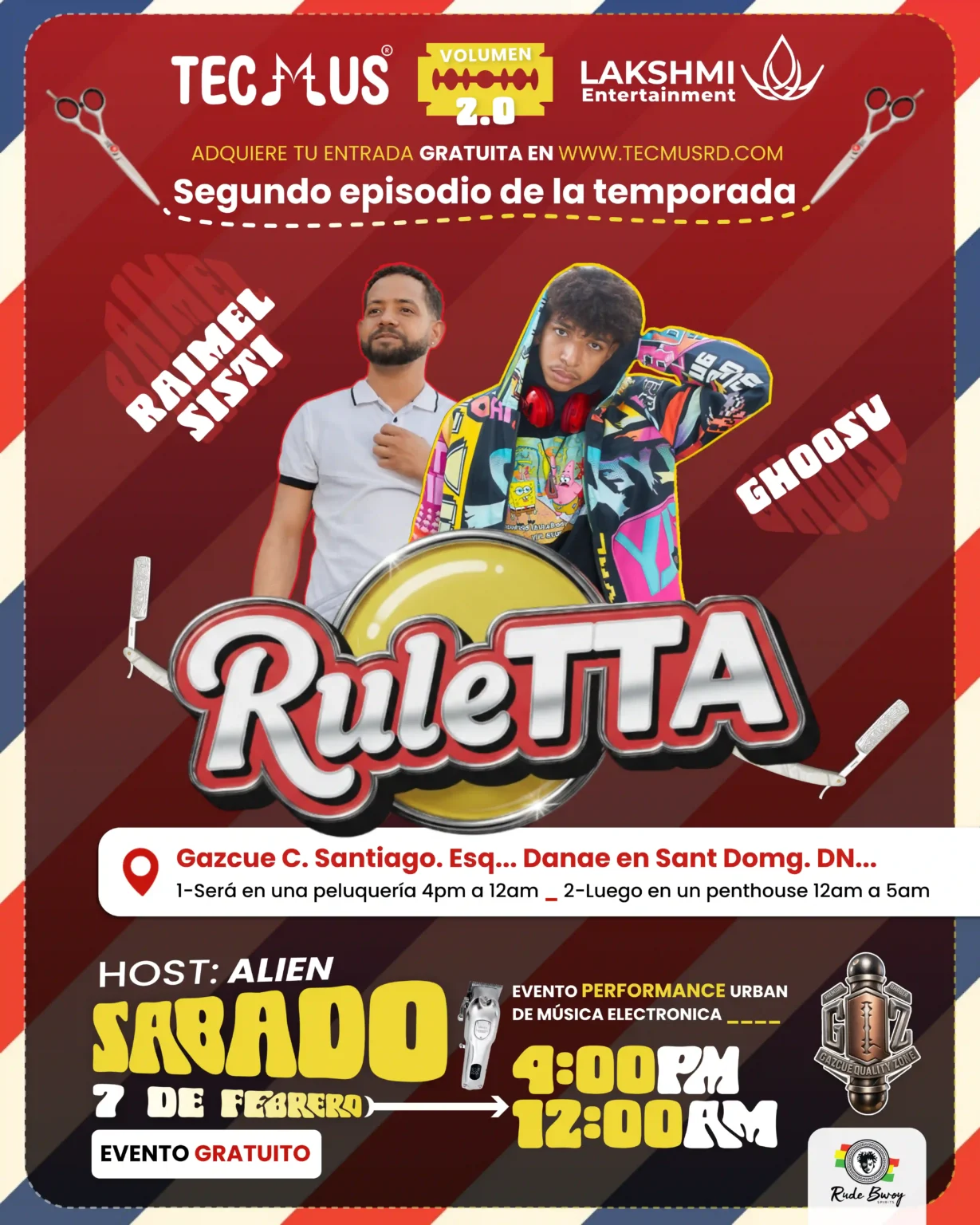 Principal Flyer Tecmus Ruleta v2 fiesta electronica